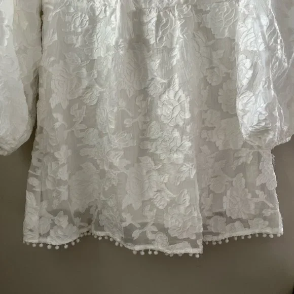 Moon River Bohemian White Lace Long Sleeve Dress Women’s Size XS - Picture 6 of 10